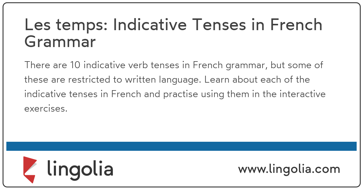 French Grammar Tenses Chart