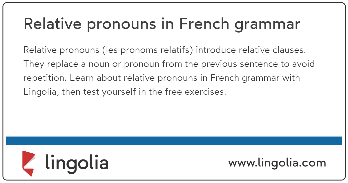 French Grammar Relative Pronouns Exercises
