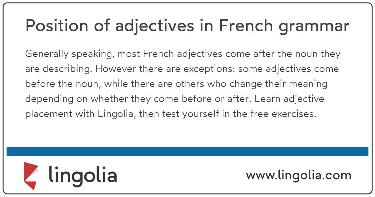 Position Of French Adjectives Worksheet