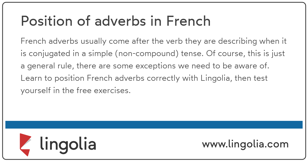 Position Of Adverbs In French